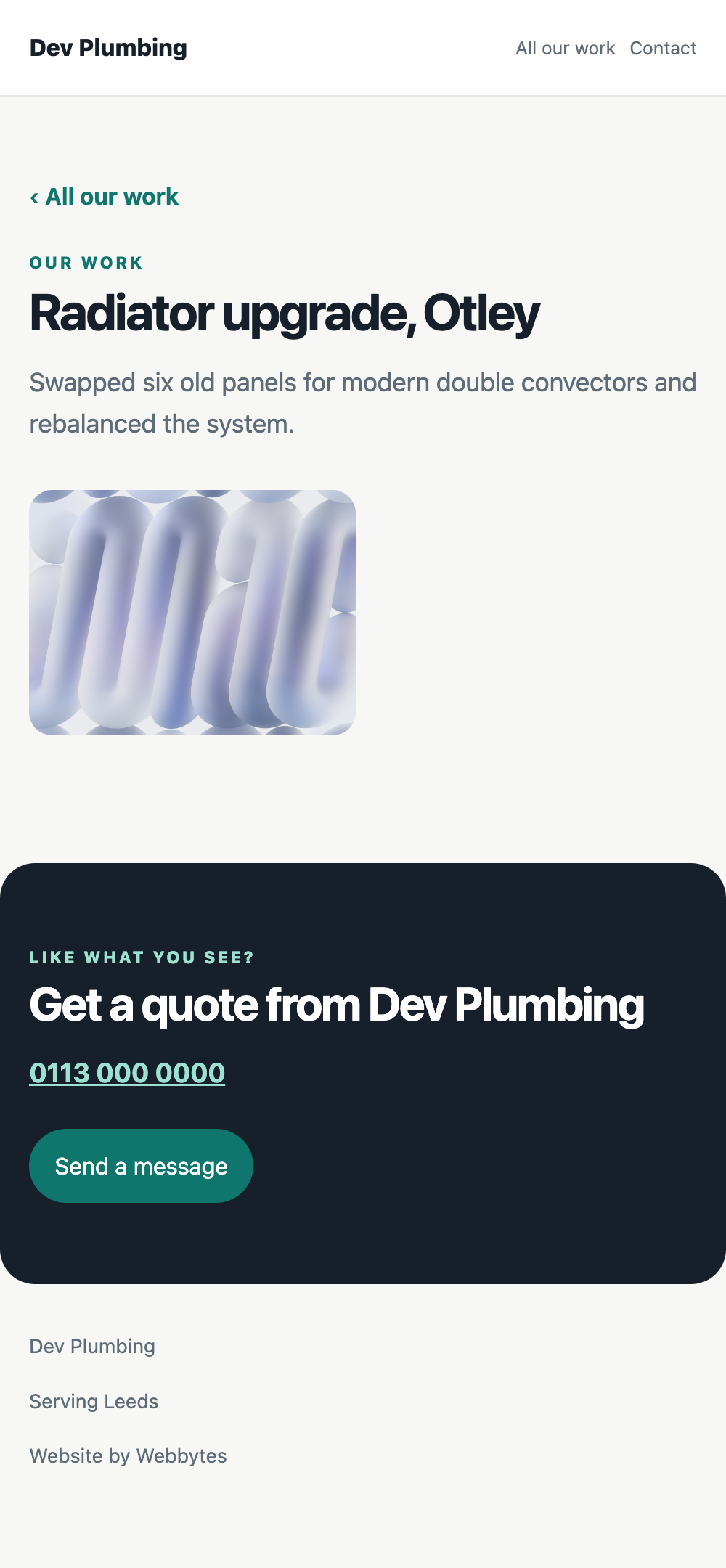 An example photo album page on a trade website